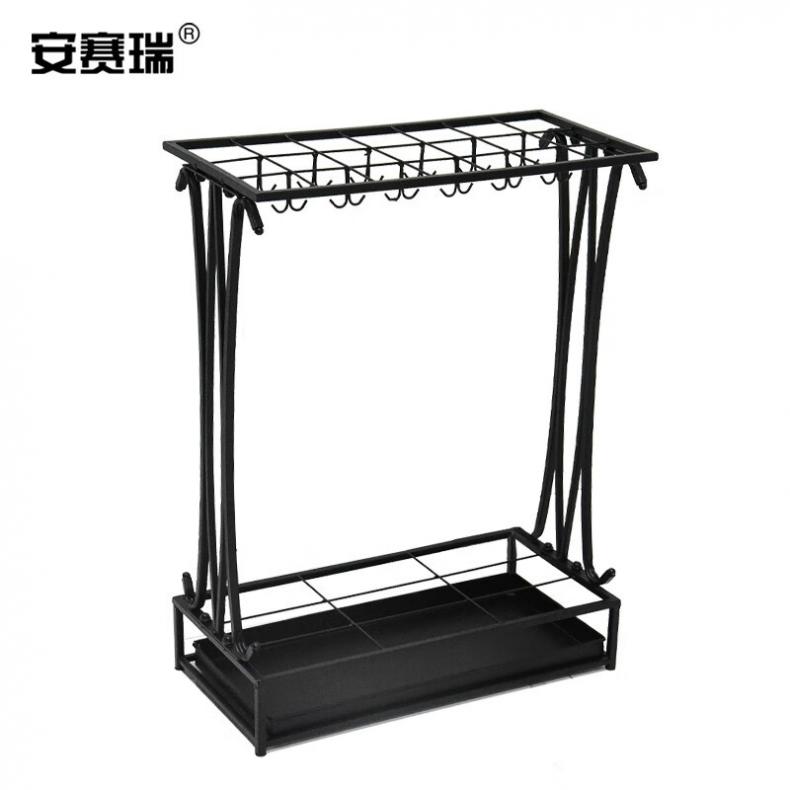 安赛瑞 13961 铁艺雨伞架 21孔24钩（单位：个） 黑色