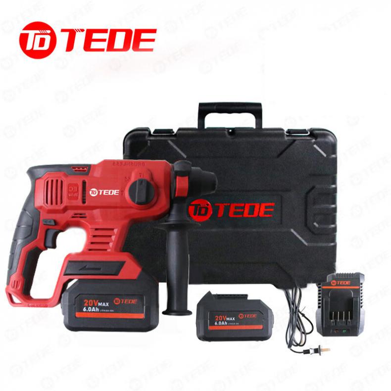 TEDE TE-6787 刷充电式锂电电锤钻8件组套 6.0Ah 两电一充 （单位：套）