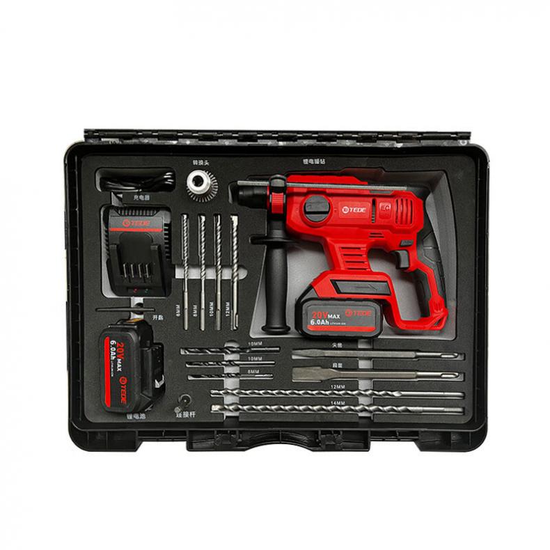 TEDE TE-5258 TEDE TE-5258 锂电电锤钻17件组套 两电一充（单位：套） 红黑色 两电一充 （单位：套） 红黑色