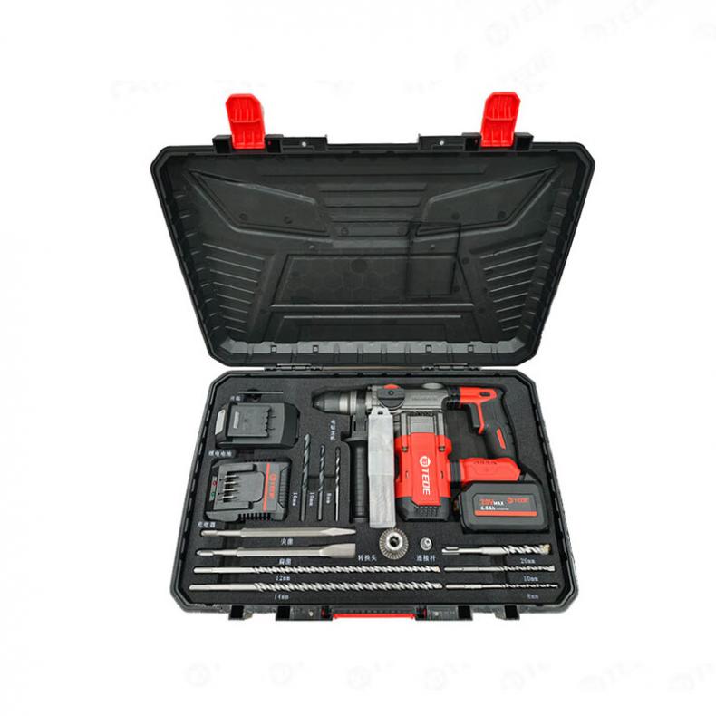 TEDE YD-5248X 锂电电锤钻17件组套 两电一充 （单位：套） 红黑色