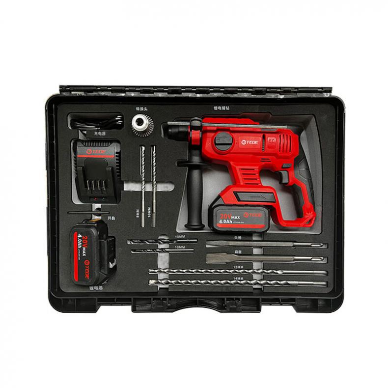 TEDE YD-5258 锂电电锤钻组套 两电一充 （单位：套） 红黑色