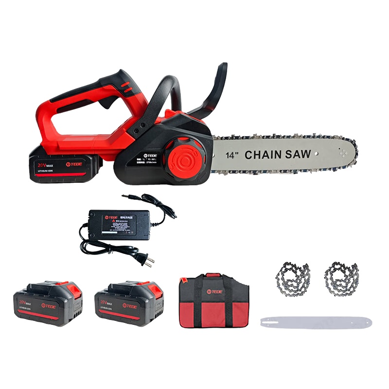 TEDE YD-6714 TEDE YD-6714 锂电充电式单手锯 14寸 两电一充（单位：套） 红黑色 14寸 两电一充 （单位：套） 红黑色