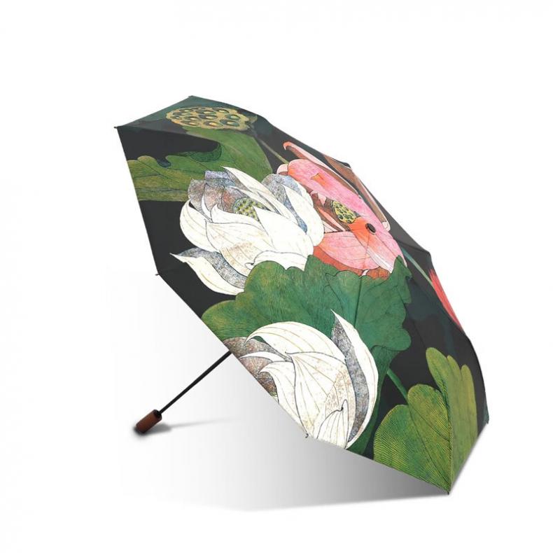 天堂 37511E 晴雨伞 三折单层 （单位：把）  荷花