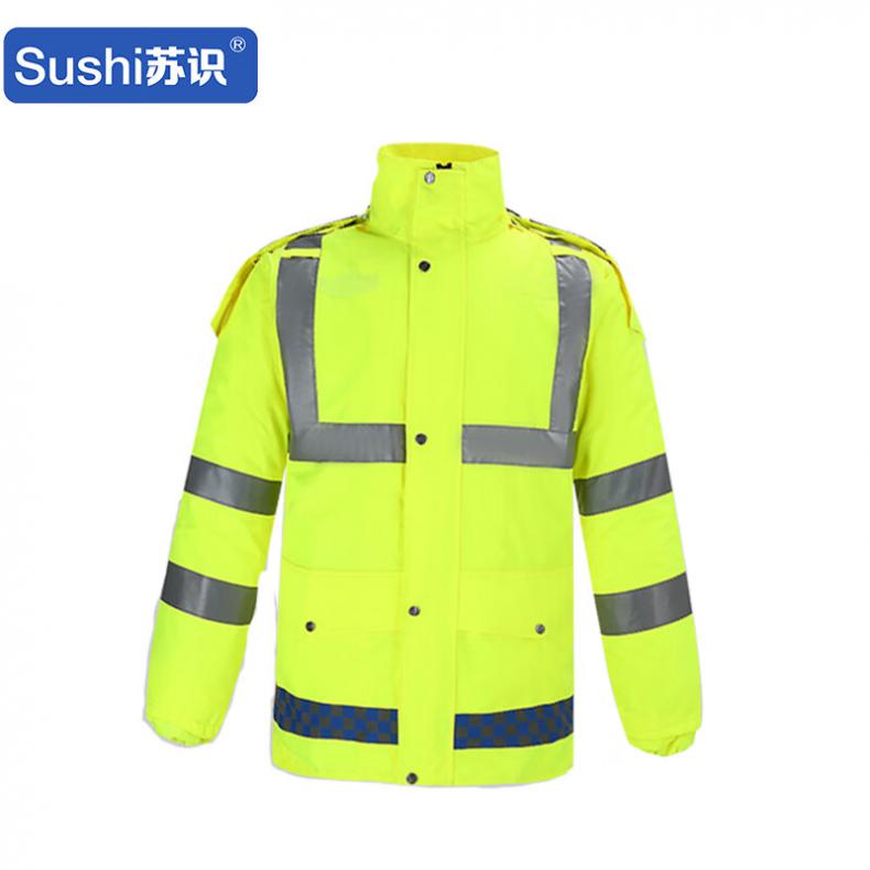苏识  FX001 反光交通执勤雨衣雨裤套装 内胆棉服 3540356 L （单位：套）  荧光黄