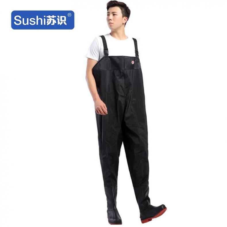 苏识 XF017 3540161 连体下水裤 PVC 65丝 41码 （单位：条）  黑色