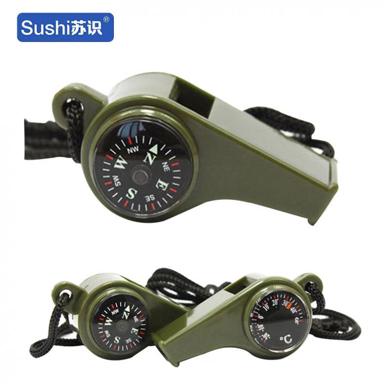 苏识 1810065 三合一口哨 救生哨指南和温度应急哨 10个/组 （单位：组）  军绿色