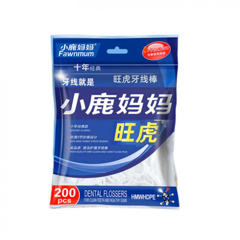 小鹿妈妈（FAWNMUM） 旺虎 牙线棒 200支/袋 3袋/组 （单位：组）  