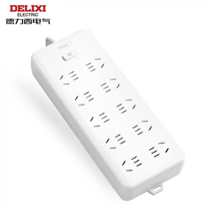 德力西 CD98J-LK10X/F 1.8 J-L系列防过载保护排插 总控 十位五孔 1.8米 （单位：个）  白色