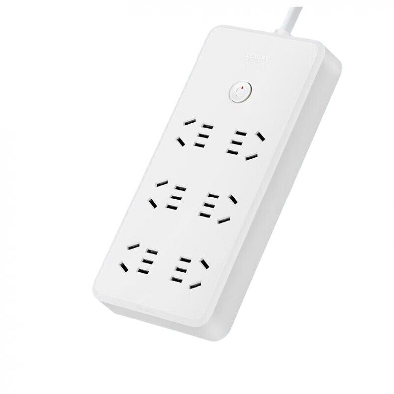 德力西 CD98J-HK6X 3 CD98J-H系列排插 总控 六位五孔 3米 （单位：个）  白色