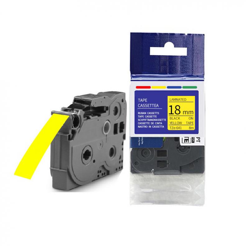 彩标 TZe-641 标签色带 18mm （单位：个） 黄底黑字