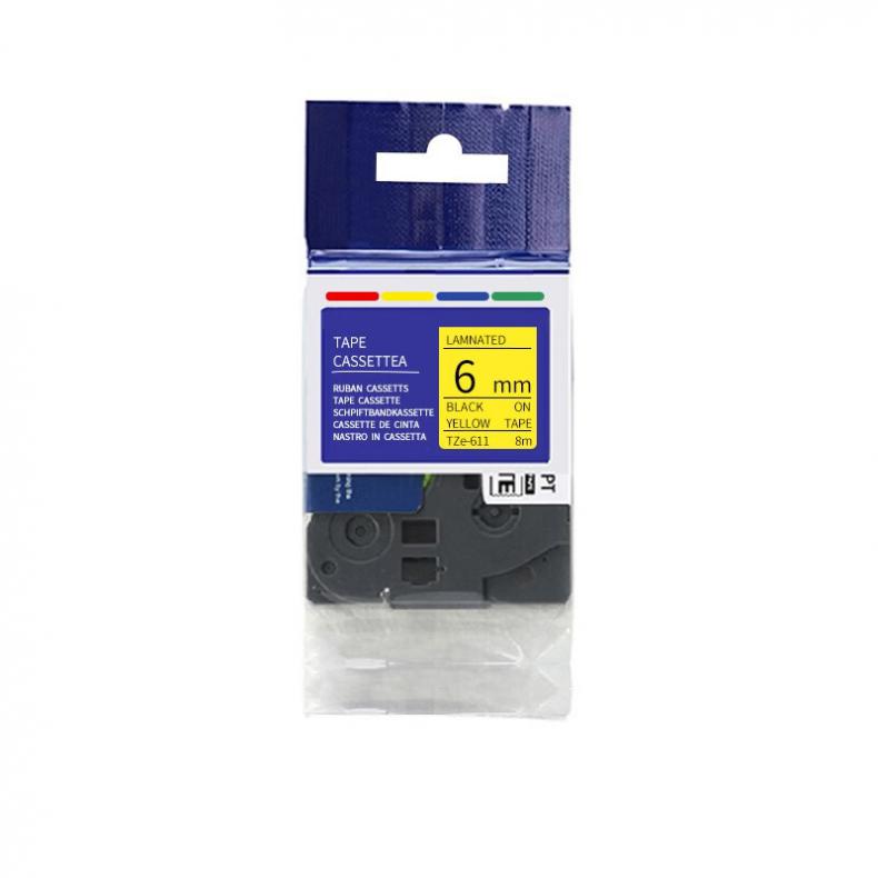 彩标 TZe-611 标签色带 6mm （单位：个）  黄底黑字