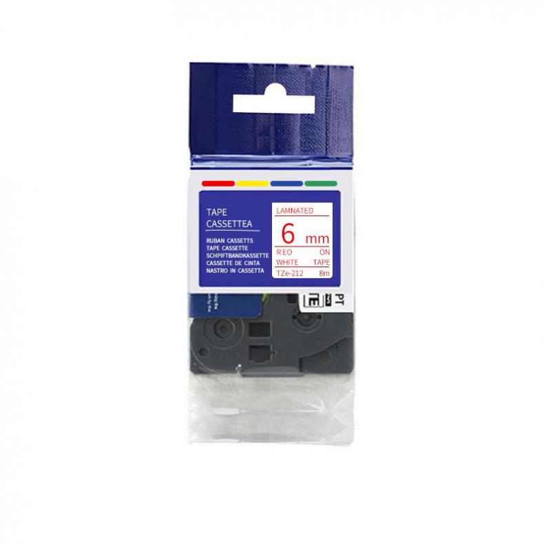 彩标 TZe-212 标签色带 6mm （单位：个）  白底红字