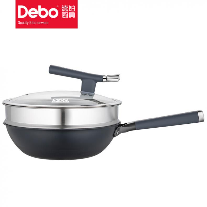 德铂（Debo） DEP-DS405 帕拉格无涂层不粘炒锅 32cm （单位：个）  