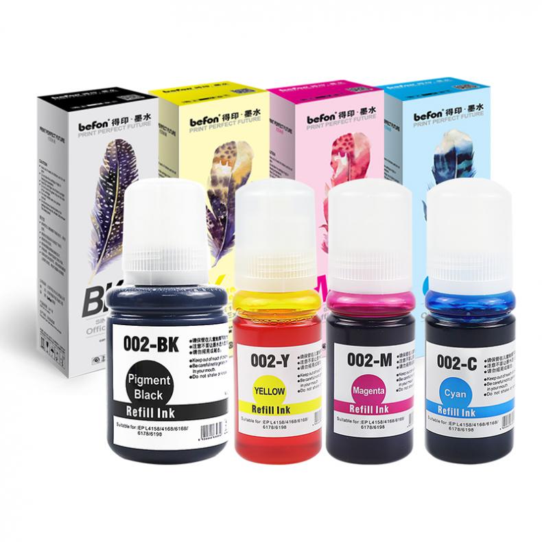 得印（befon） 002系列 墨水套装 黑色140ml彩色70ml*3 （单位：组） 适用爱普生L4151 L4153 L4156 L4163 L4165 L4166 L6166 L6168 L6176 L6198 四色