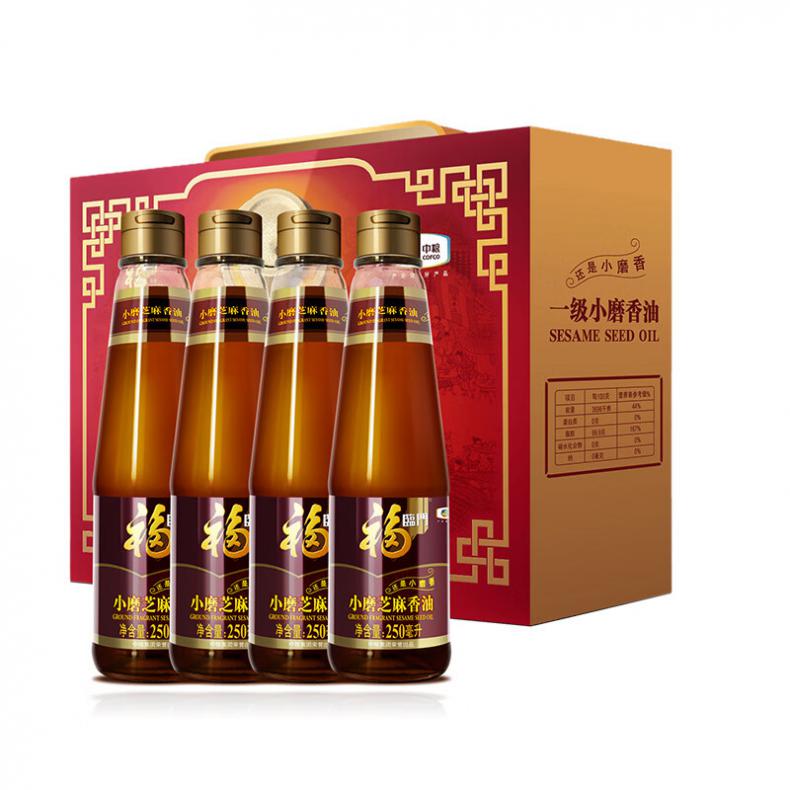 福临门 一级小磨 香油礼盒 250ml*4 （单位：盒）  