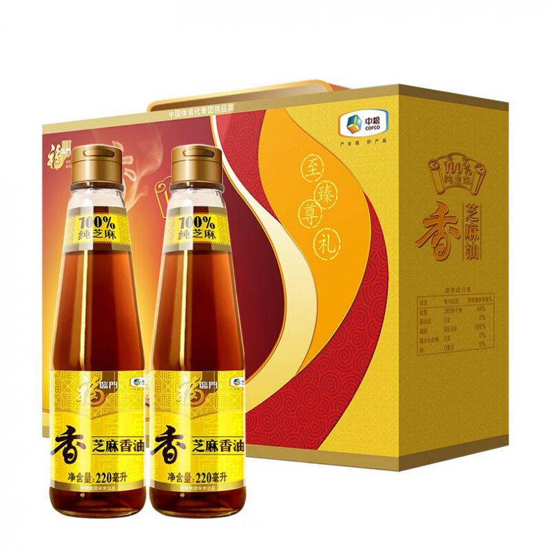 福临门 压榨芝麻 香油礼盒 220ml*2 （单位：盒）  