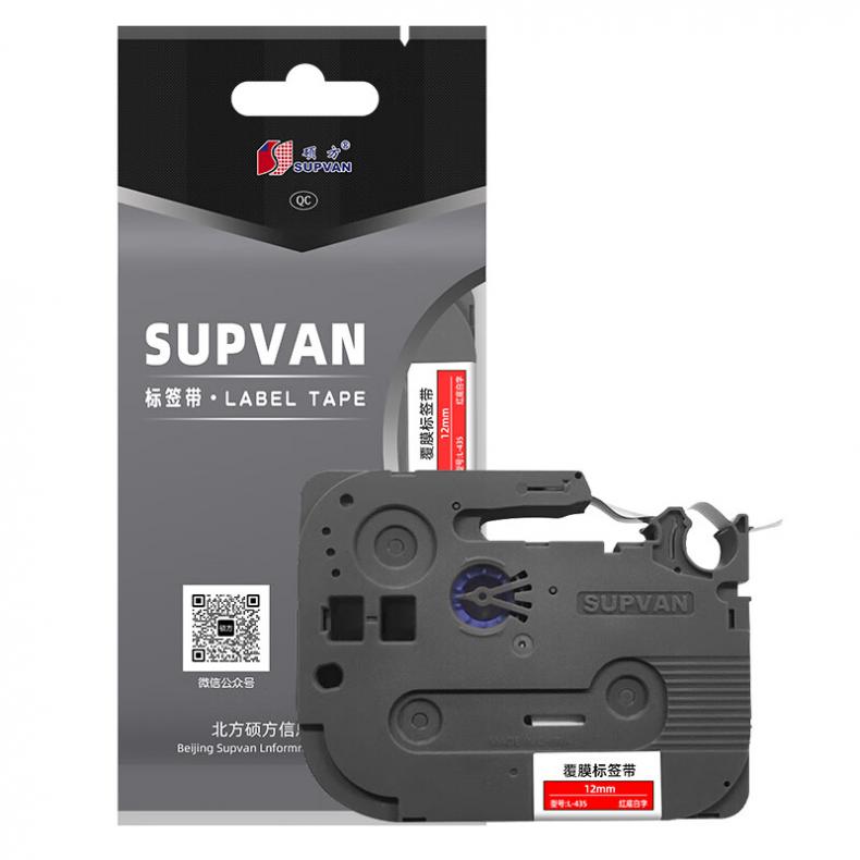  L-435 标签机色带 覆膜12mm宽 （单位：盒）  红底白字