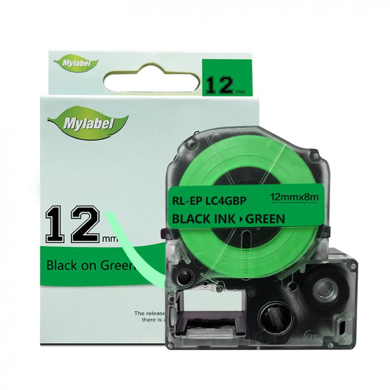  12mm*8m 标签色带  （单位：个） 适用EPSON LW300;LW400;LW700;LW600P;LW1000P LK-4GBP 绿底黑字