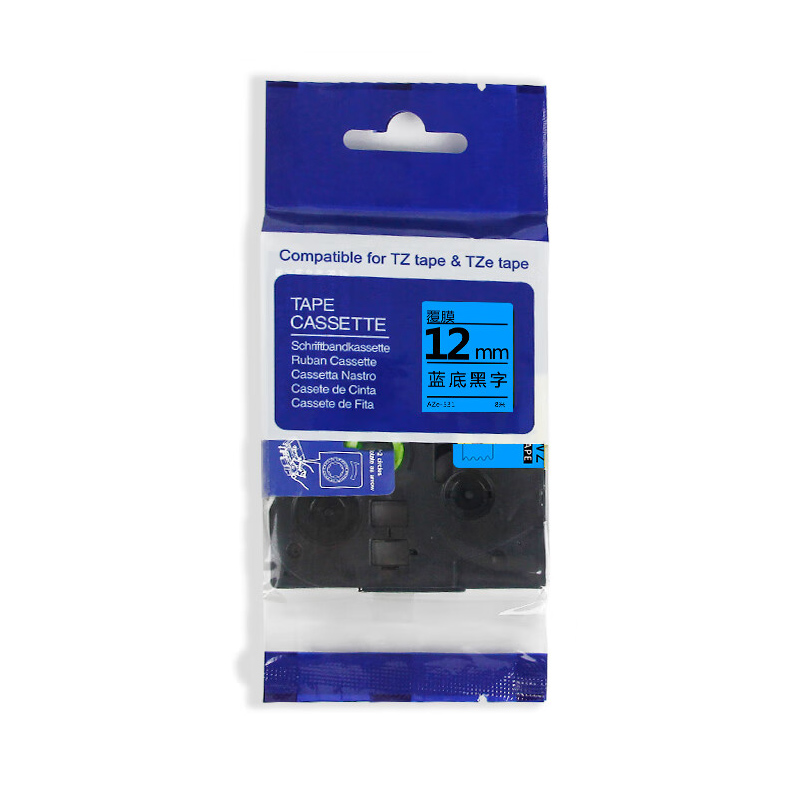 爱墨 AZE-531 标签胶贴 12mm*8m （单位：盒） 蓝底黑字