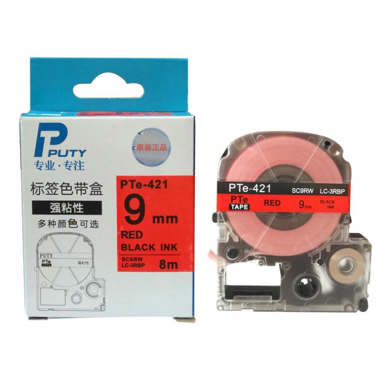 普贴（PUTY） PTE-421 标签机色带 9mm （单位：盒） 适用Brother HL-2260 红底黑字