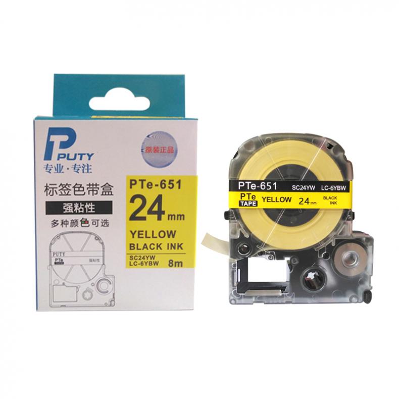 普贴（PUTY） PTE-651 标签机色带 24mm （单位：盒） 适用Brother HL-2260 黄底黑字