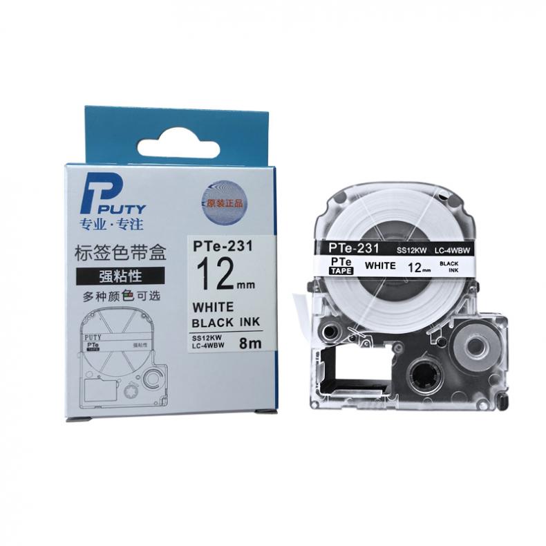普贴（PUTY） PTE-231 标签机色带 12mm （单位：盒） 适用Brother HL-2260 白底黑字