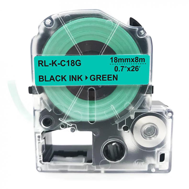  SC18G 标签色带 18mm*8m （单位：个） 适用机型SR230C/230CH/530C/550C 绿底黑字
