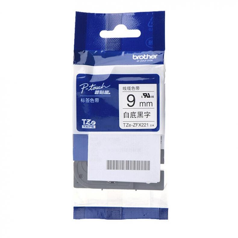 兄弟(brother) TZE-ZFX221 标签机色带 9mm （单位：个） 白底黑字