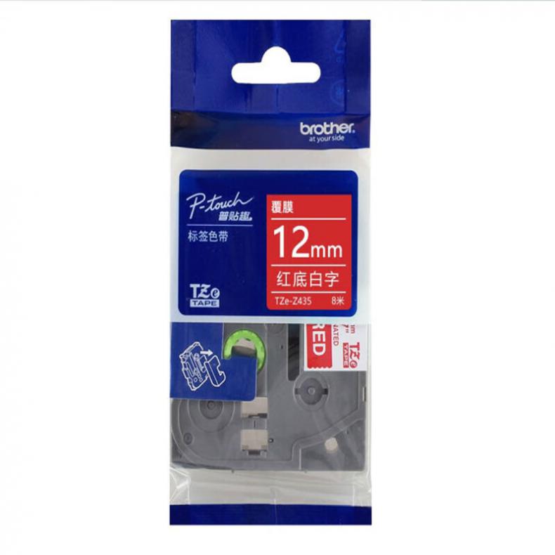  TZE-Z435 标签机色带 12mm （单位：卷） 红底白字 