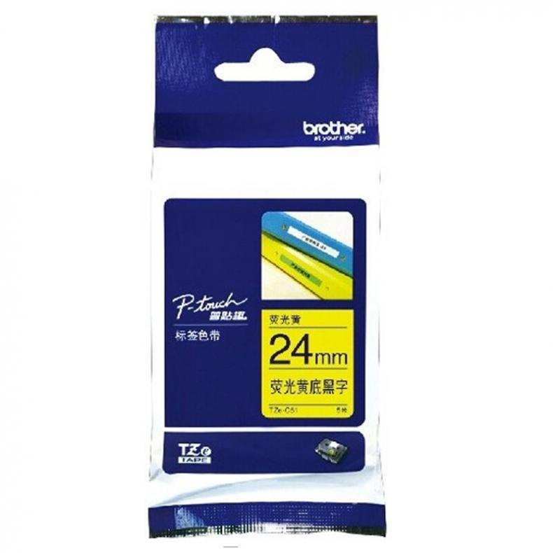  TZe-C51 标签机色带 24mm （单位：卷） 荧光黄底黑字 