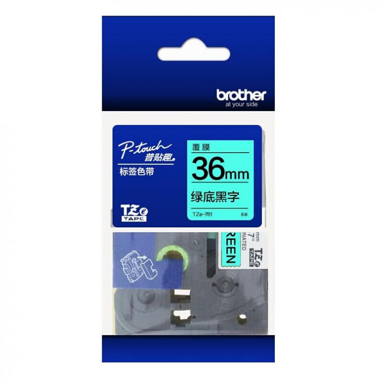 兄弟（brother） TZE-761 标签机色带 36mm （单位：个） 绿底黑字