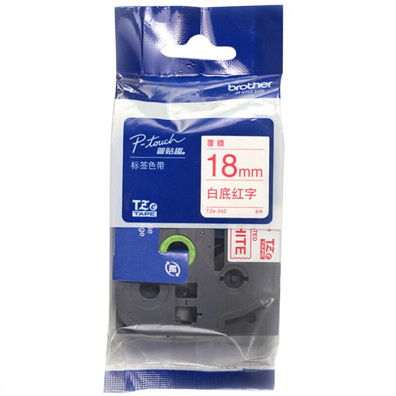 TZe-242 标签机色带 18mm （单位：盒） 白底红字 