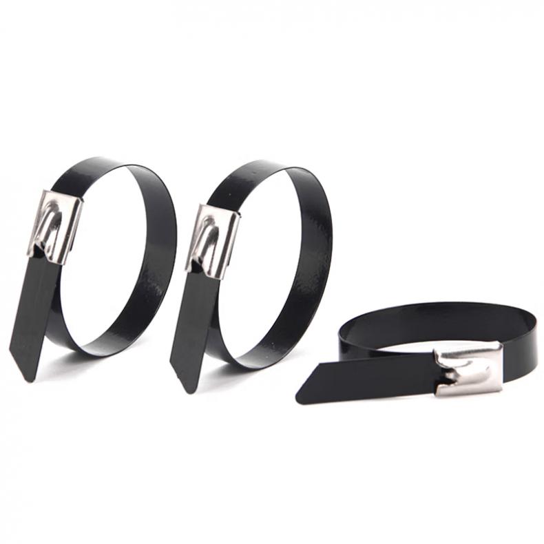 伏兴 8*500mm 喷塑304不锈钢扎带 100根/包 （单位：包）  黑色