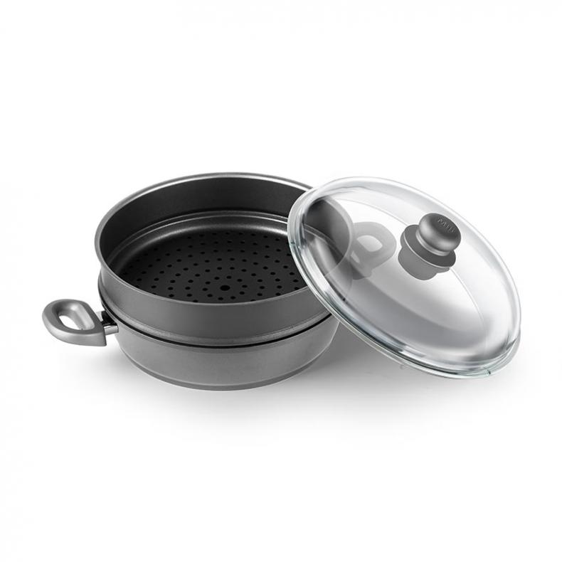 米技（MIJI） MIJI-STARTS28-BSP/CN 星辰系列不粘锅双耳煎炒锅带蒸格套装 28cm （单位：套） 高拱玻璃盖 