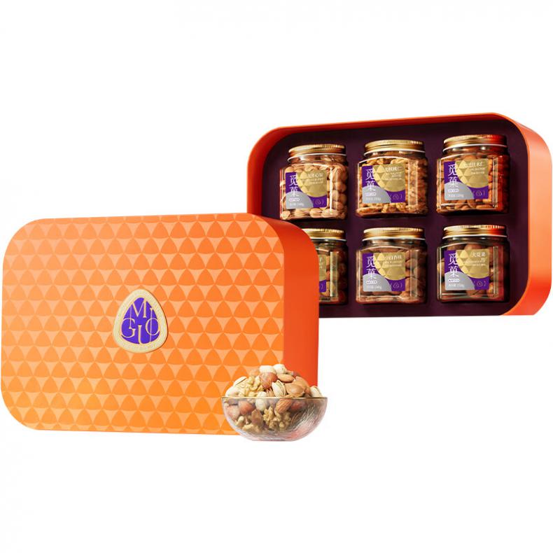 觅菓（miguo） 岁寒三友AIR 坚果礼盒 1.53KG （单位：盒）  热烈橙