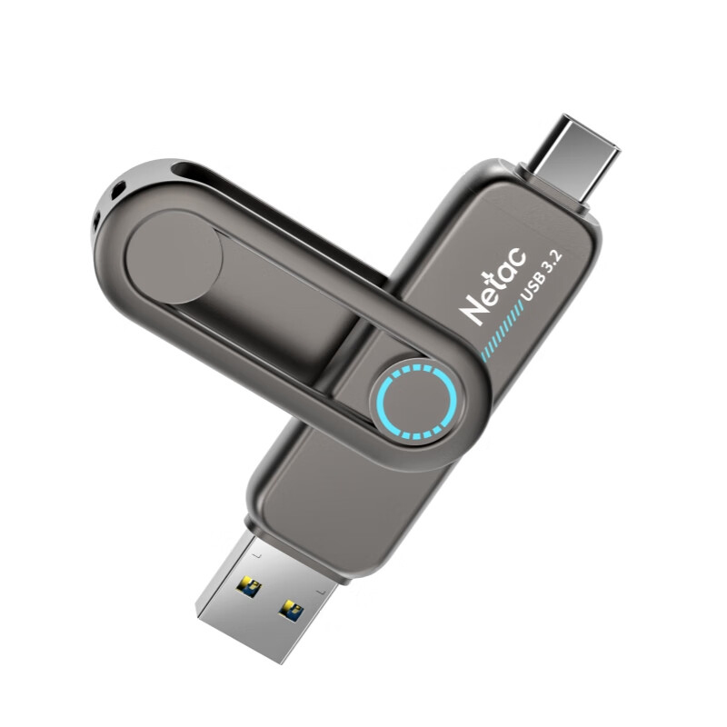 朗科（Netac） US7 双接口U盘 USB3.2+TYPE-C 512G （单位：个）  深灰色