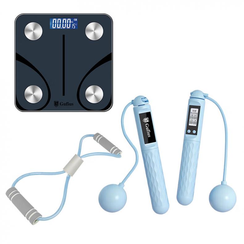 古菲斯（GUFIUS） S3 健身燃脂套装 体脂秤体重计+跳绳+8字拉力器 （单位：套）  