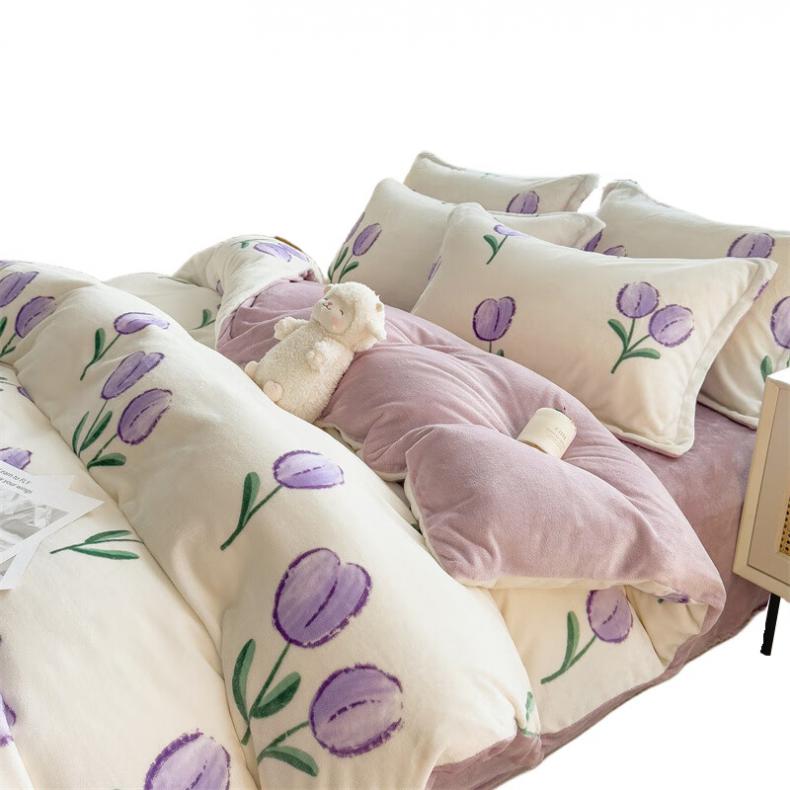 啄木鸟（PLOVER） ZMN-NNR011 牛奶绒四件套 百合 200*230cm （单位：套）  