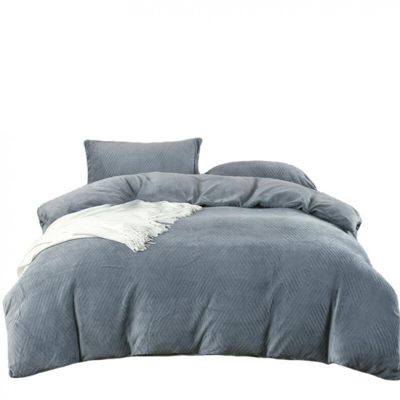 啄木鸟（PLOVER） ZMN-NNR012 牛奶绒雕花四件套 200*230cm （单位：套）  简灰