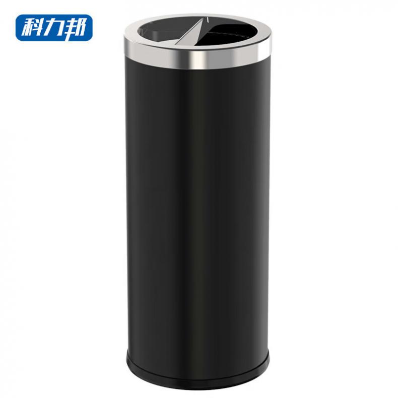 科力邦 KB1026 不锈钢垃圾桶 半投式 25*61cm （单位：个）  黑色