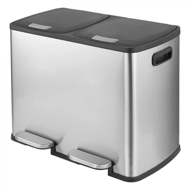 科力邦 KB1080 脚踏式不锈钢垃圾桶 48L 双桶 （单位：个）  
