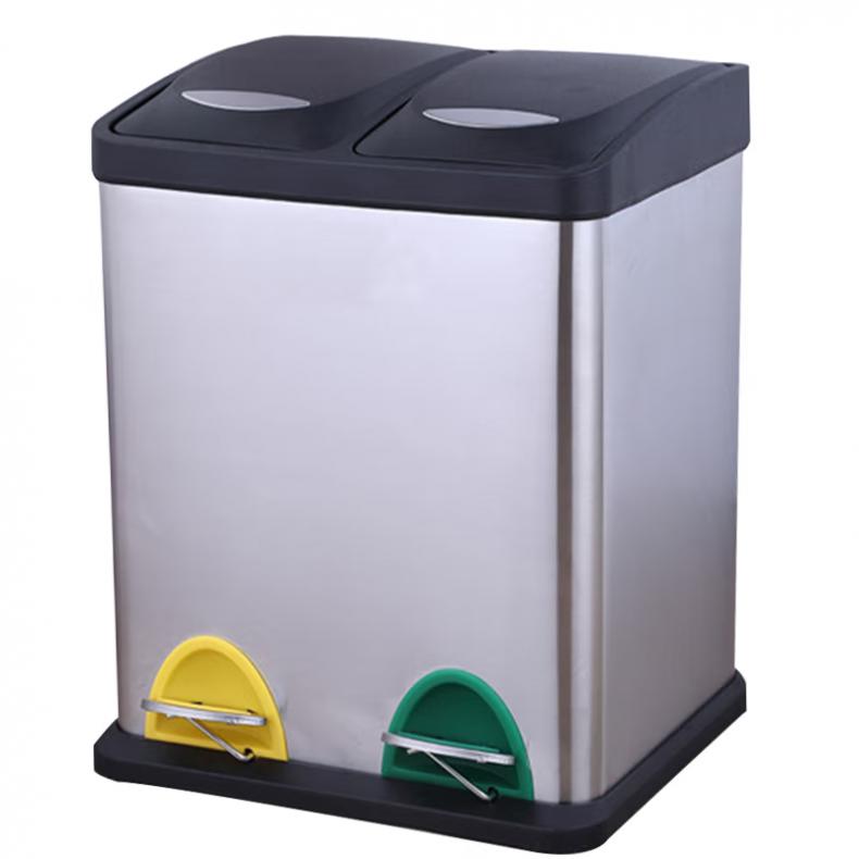 科力邦 KB1080 脚踏式不锈钢垃圾桶 16L 双桶 （单位：个）  