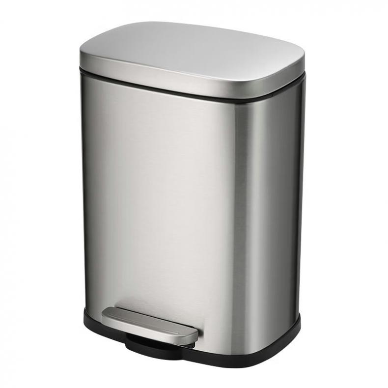 科力邦 KB1082 脚踏不锈钢垃圾桶 5L （单位：个）  本色