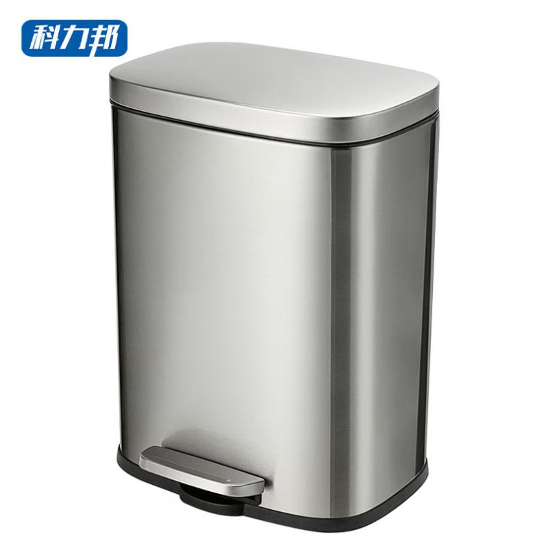 科力邦 KB1082 脚踏不锈钢垃圾桶 12L （单位：个）  本色