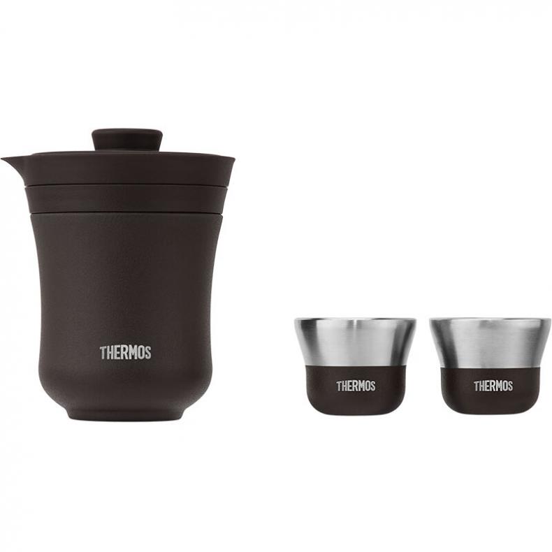 膳魔师 TCMU-200 旅行茶壶茶杯套组 一壶两杯 （单位：套）  雾棕色