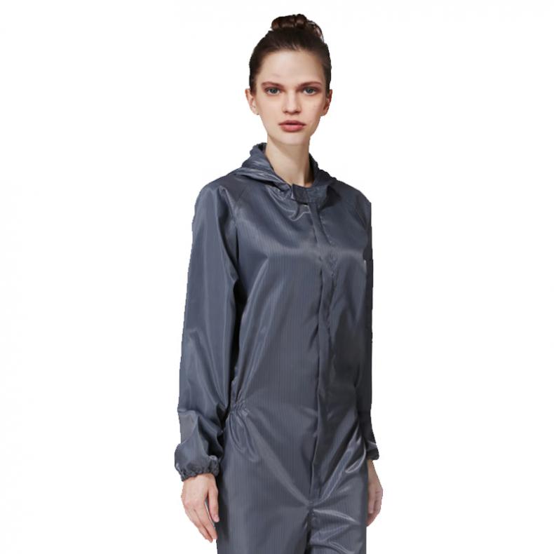 劳博士（LABORS) LBS-642 连帽连体静电条纹服 M （单位：套）  灰色