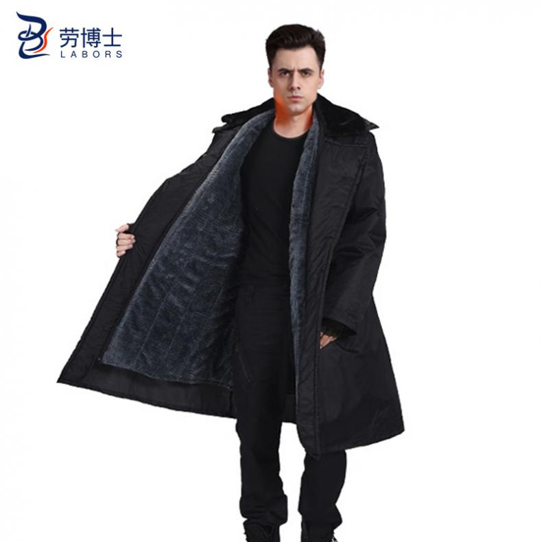 劳博士（LABORS) LBS840 加厚长款棉大衣 加绒可拆无反光  （单位：件）  黑色