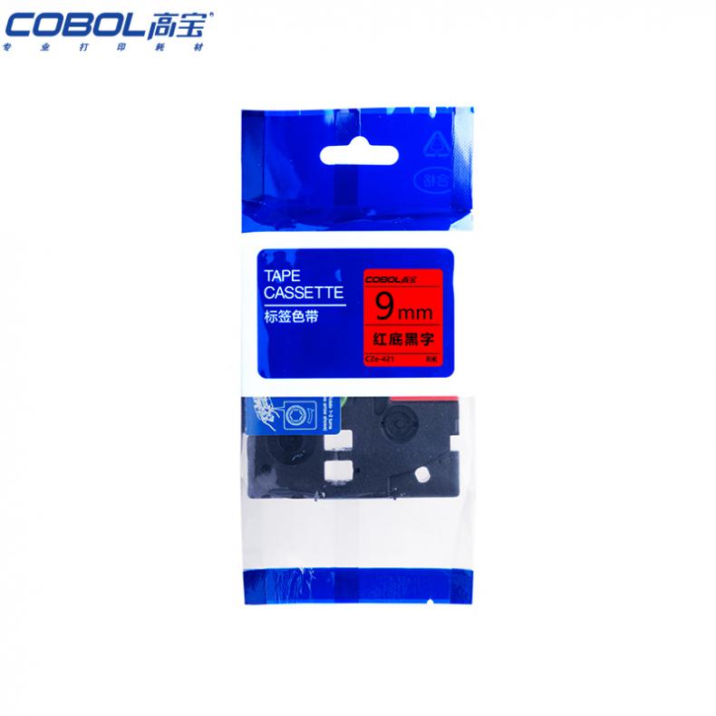 高宝（COBOL） CZe-421 标签机色带 9mm*8m （单位：个） 适用兄弟 GI100/PT200/PT1000/PT1000BM新老包装交替发货 红底黑字