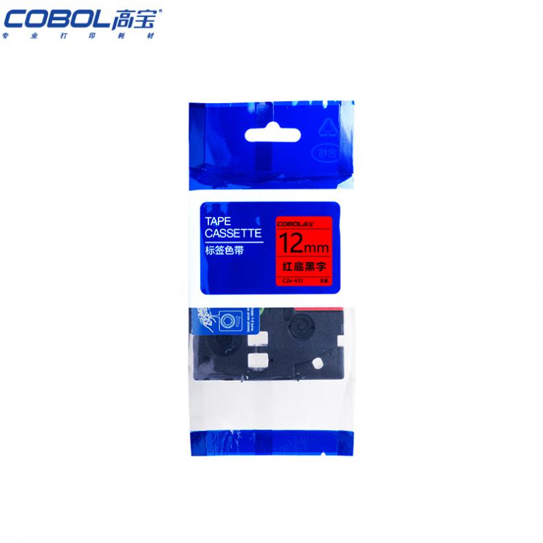 高宝（COBOL） CZe-431 标签机色带 12mm*8m （单位：个） 适用兄弟 GI100/PT200/PT1000/PT1000BM新老包装交替发货 红底黑字
