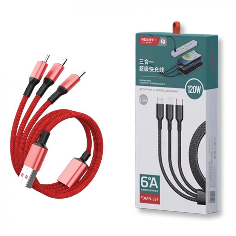 菲迪米尼 FDMN-L97 三合一编织数据线 超级快充 1.2m （单位：条）  